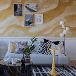 Modern Art© Mural Wallpaper In Mustard -Drop It Modern Sales 3 14 22 ModernArtMustard