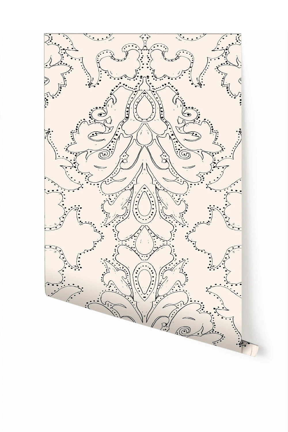 Western Damask© Wallpaper In Black + Cremé 1 Western Damask© Wallpaper In Black + Cremé
