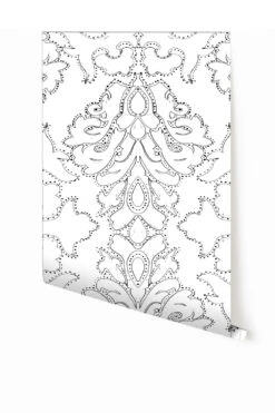 Western Damask© Wallpaper In Black + White