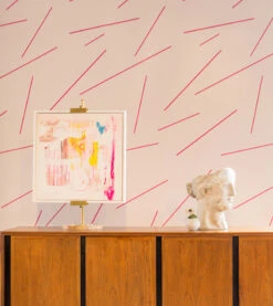 Bang Dem Sticks© Wallpaper In Fuchsia -Drop It Modern Sales Bang Dem Sticks Pink1 USE