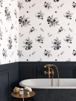 Bloom© Wallpaper In Ebony -Drop It Modern Sales Bloom Ebony Final