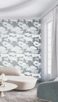 Camo© Wallpaper In Silver -Drop It Modern Sales Blue Camo 3USEweb crop