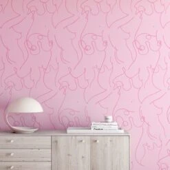Bosom© Wallpaper In Pink -Drop It Modern Sales Bosom Pink Final4