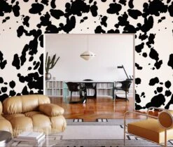 Bovine© Wallpaper In Black + Cremé -Drop It Modern Sales Bovine Black Creme Final