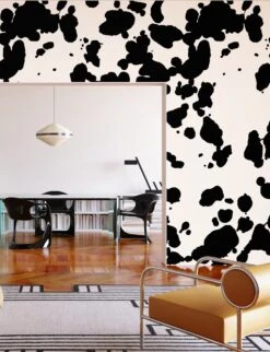 Bovine© Wallpaper In Black + Cremé -Drop It Modern Sales Bovine Black Creme FinalCROP1