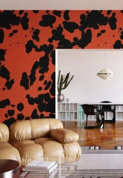 Bovine© Wallpaper In Brick + Black -Drop It Modern Sales Bovine Brick Black FinalCROP1