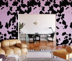 Bovine© Wallpaper In Purple + Black -Drop It Modern Sales Bovine Purple Black Final