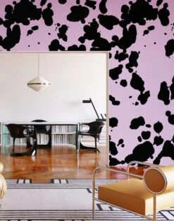 Bovine© Wallpaper In Purple + Black -Drop It Modern Sales Bovine Purple Black FinalCROP1