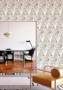 Branding Iron© Wallpaper In Black + Cremé -Drop It Modern Sales BrandingIron Black Creme FinalCROP1