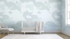 Camo© Wallpaper In Baby Blue -Drop It Modern Sales Camo Baby Blue Large Final