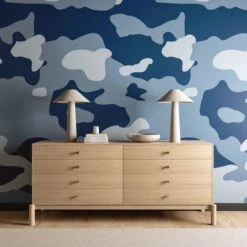 Camo© Wallpaper In Navy -Drop It Modern Sales Camo Navy Large Final
