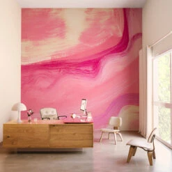 Modern Art© Mural Wallpaper In Fuchsia -Drop It Modern Sales Conference table final 2web