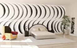 Coque© Wallpaper In Black + White -Drop It Modern Sales Coque Mural Black White rendering 1