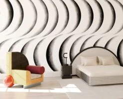 Coque© Wallpaper In Black + White -Drop It Modern Sales Coque Mural Black White rendering 3