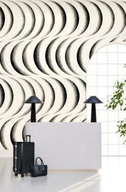 Coque© Wallpaper In Black + Cremé -Drop It Modern Sales Coque Mural black Creme rendering 2