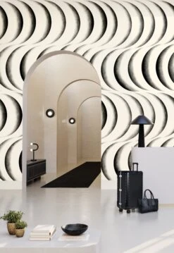 Coque© Wallpaper In Black + Cremé -Drop It Modern Sales Coque Mural black Creme rendering 3