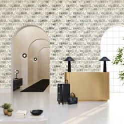 Petite Coque© Wallpaper In Black + Cremé -Drop It Modern Sales Coque Petite black Creme rendering 1