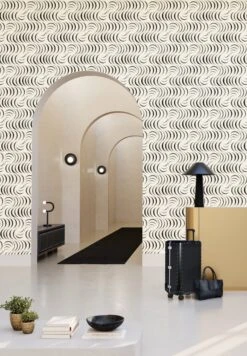 Petite Coque© Wallpaper In Black + Cremé -Drop It Modern Sales Coque Petite black Creme rendering 3