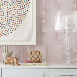 Raceway© Wallpaper In Blush -Drop It Modern Sales DIM Raceway Blush Square LeopardHandOrbweb