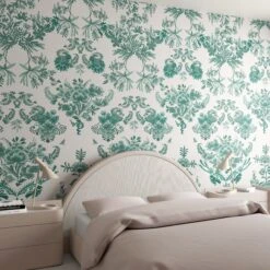 Delft© Mural Wallpaper In Green -Drop It Modern Sales Delft Green Fianl