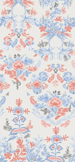 Delft© Mural Wallpaper In Multicolor -Drop It Modern Sales Delft Red Blue