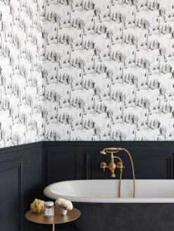 Desert Llama© Wallpaper In Black + White -Drop It Modern Sales DesertLlama Black White Final