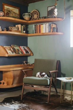 Rock Steady© Mural Wallpaper In Verde -Drop It Modern Sales Diana Lake Interiors Yucca Valley House 12