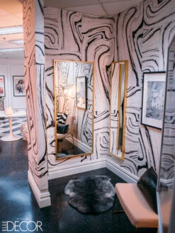 Crystalline© Wallpaper In Blush + Black + Grey -Drop It Modern Sales Elle Decor 2