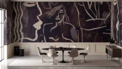 Famke© Mural Wallpaper In Charcoal -Drop It Modern Sales Famke Black USEweb