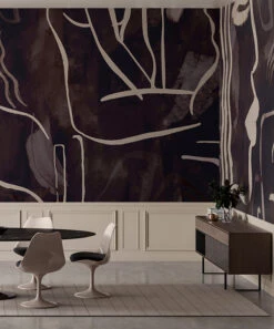 Famke© Mural Wallpaper In Charcoal -Drop It Modern Sales Famke Black USEwebcrop2