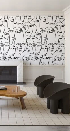 Femme© Wallpaper In Black + White -Drop It Modern Sales FemmeMural Black White Finalpin