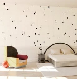 Geometrico© Wallpaper In Chalk + Black -Drop It Modern Sales Geometrico Chalk Black rendering 02