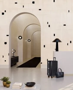 Geometrico© Wallpaper In Cremé + Black -Drop It Modern Sales Geometrico Creme Black rendering 03