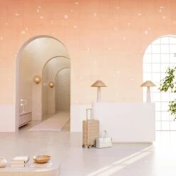 Geometrico© Wallpaper In Peachy -Drop It Modern Sales Geometrico Peachy rendering 01