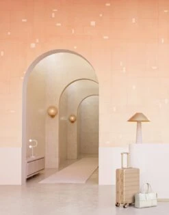 Geometrico© Wallpaper In Peachy -Drop It Modern Sales Geometrico Peachy rendering 03