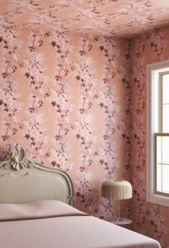 Prairie Fleur© Wallpaper In Peach -Drop It Modern Sales Granny bedroom final peach MASTERwebcrop2