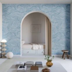 Hay Bale© Wallpaper In Cornflower 8 Hay Bale© Wallpaper In Cornflower -Drop It Modern Sales HayBaleMural Cornflower Final