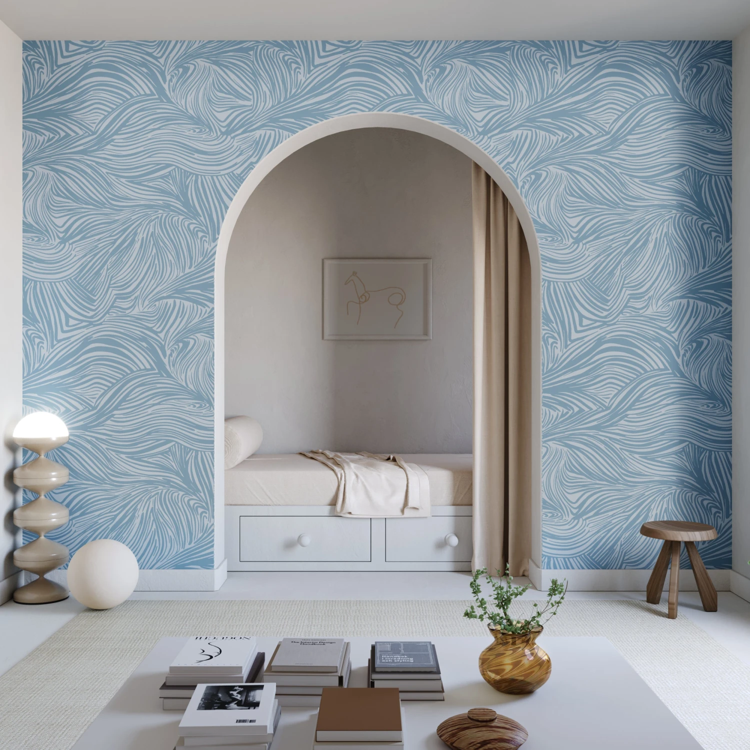 Hay Bale© Wallpaper In Cornflower 3 Hay Bale© Wallpaper In Cornflower - Image 3