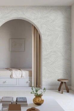 Hay Bale© Wallpaper In Sky Grey -Drop It Modern Sales HayBaleMural Skygrey FinalCROP