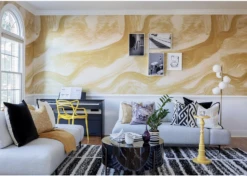 Modern Art© Mural Wallpaper In Mustard -Drop It Modern Sales IMG 0135