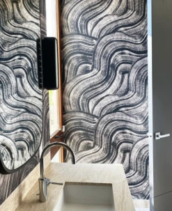 Sediment #2© Wallpaper In Black + Cremé -Drop It Modern Sales IMG 6394