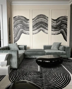 Sediment #4© Mural Wallpaper In Black + Ecru -Drop It Modern Sales IMG 9356