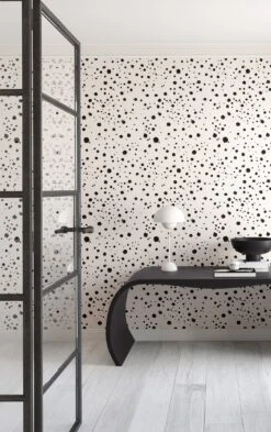 Ink Drop© Wallpaper In Black + Cremé -Drop It Modern Sales Ink drop black cremecrop