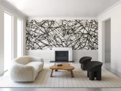 Lady Luck© Mural Wallpaper In Ecru + Black -Drop It Modern Sales LadyLuckMural Black Creme Final