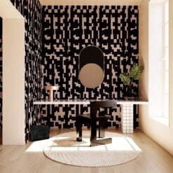 Mainframe© Wallpaper In Ferris + Black -Drop It Modern Sales MainFrame Ferris Black Final 2