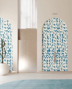 Mainframe© Wallpaper In Electric Blue + Cremé -Drop It Modern Sales Mainframe ElectricBlue Creme Finalcrop1