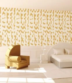 Mainframe© Wallpaper In Golden Girl + Cremé -Drop It Modern Sales Mainframe Golden Girl Creme Crop 1