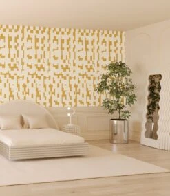 Mainframe© Wallpaper In Golden Girl + Cremé -Drop It Modern Sales Mainframe Golden Girl Creme Crop 2