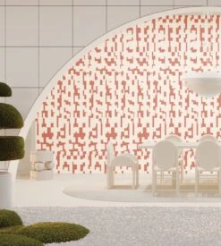 Mainframe© Wallpaper In Strawberry Kiss + Cremé -Drop It Modern Sales Mainframe Kiss Creme Final crop 2