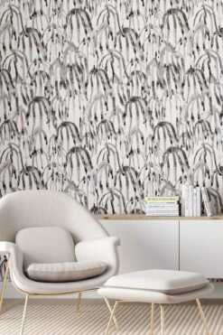 Kelp© Wallpaper In Black + Cremé -Drop It Modern Sales Matisse BW crop web